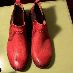 Red ankle boots